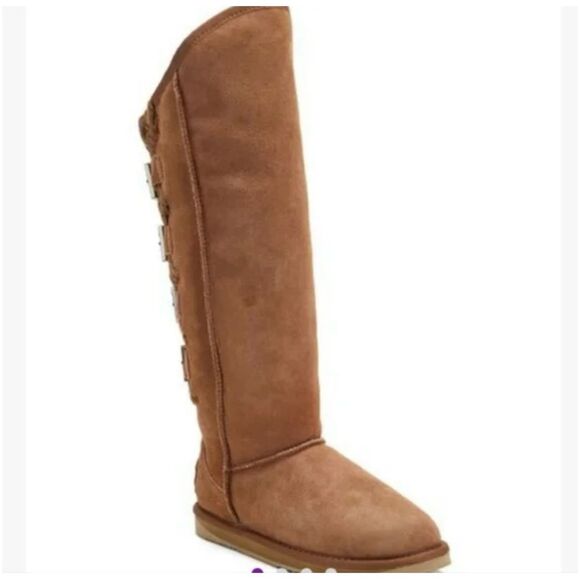 Australian Luxe Collective  Spartan brown leather Sherpa lined boots 8 - Picture 1 of 14